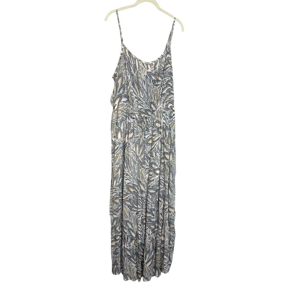Stella & Julie Maxi Dress Tropical Leaf Print Tie Waist Size 20W